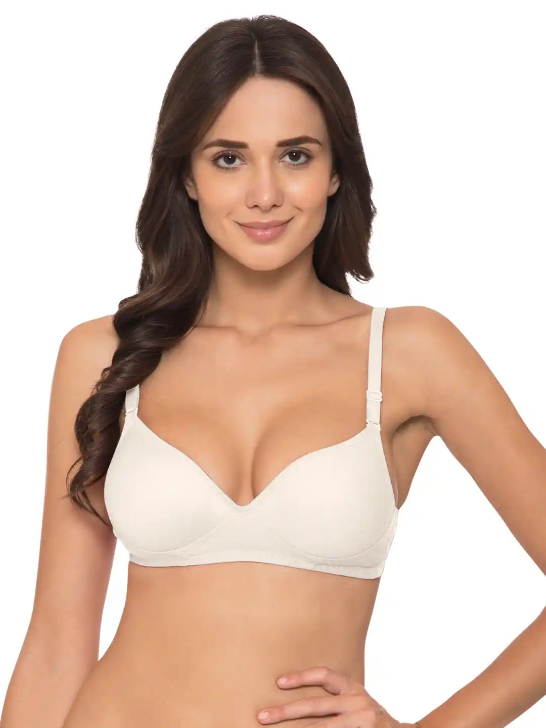 Sushme Heavily Padded Push-Up Bra - Cotton Rich - Balconette - 3/4th Coverage, Seamless, Wireless, Multiway Straps - T-Shirt Bra (Sushme 15-WH)