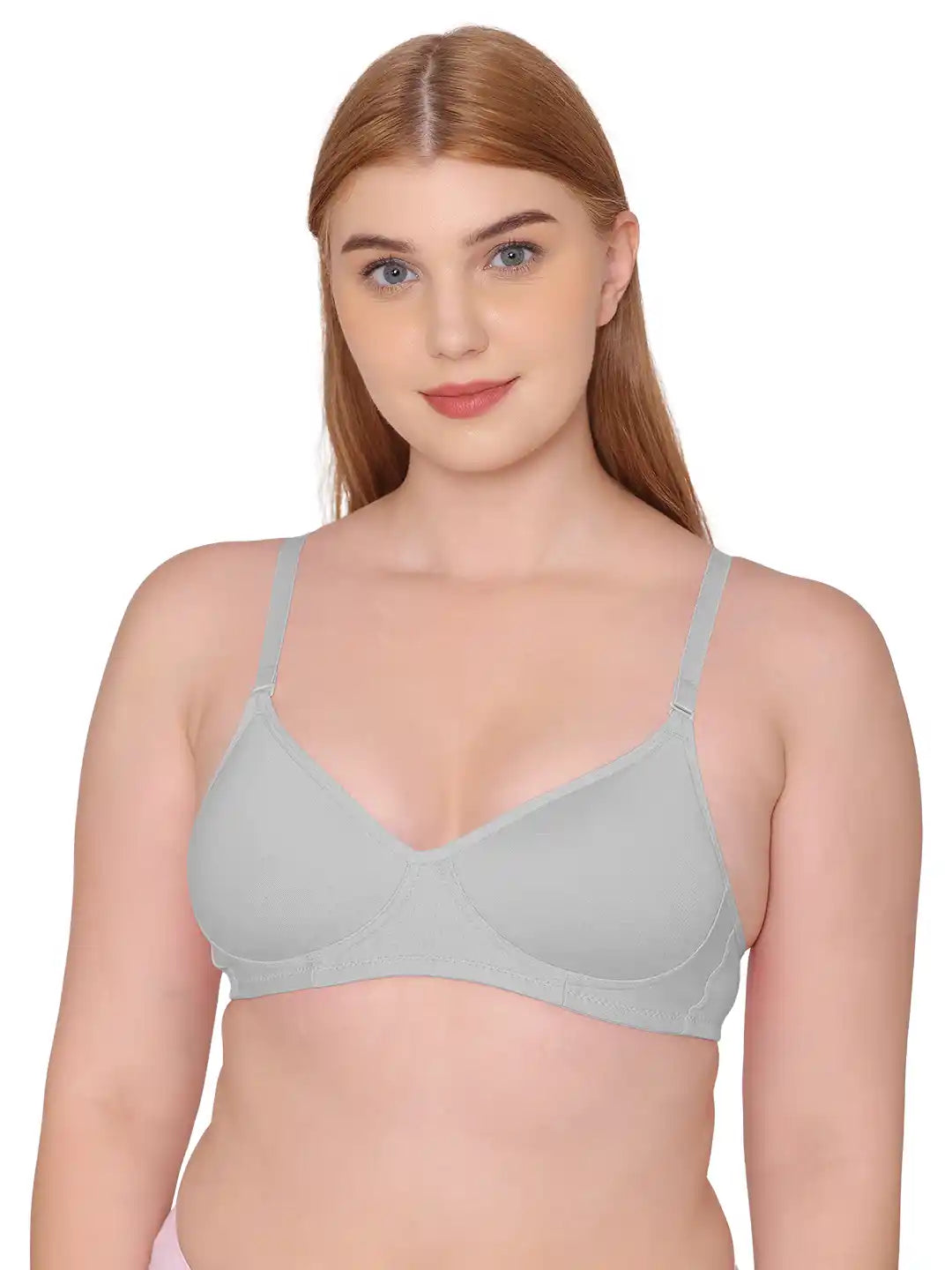 Sushme Super Soft Medium Padded Bra - Cotton Rich Fabric - Full Coverage, Multiway Straps, Wirefree, Seamless T-Shirt Bra (Sushme 5555-GRY)