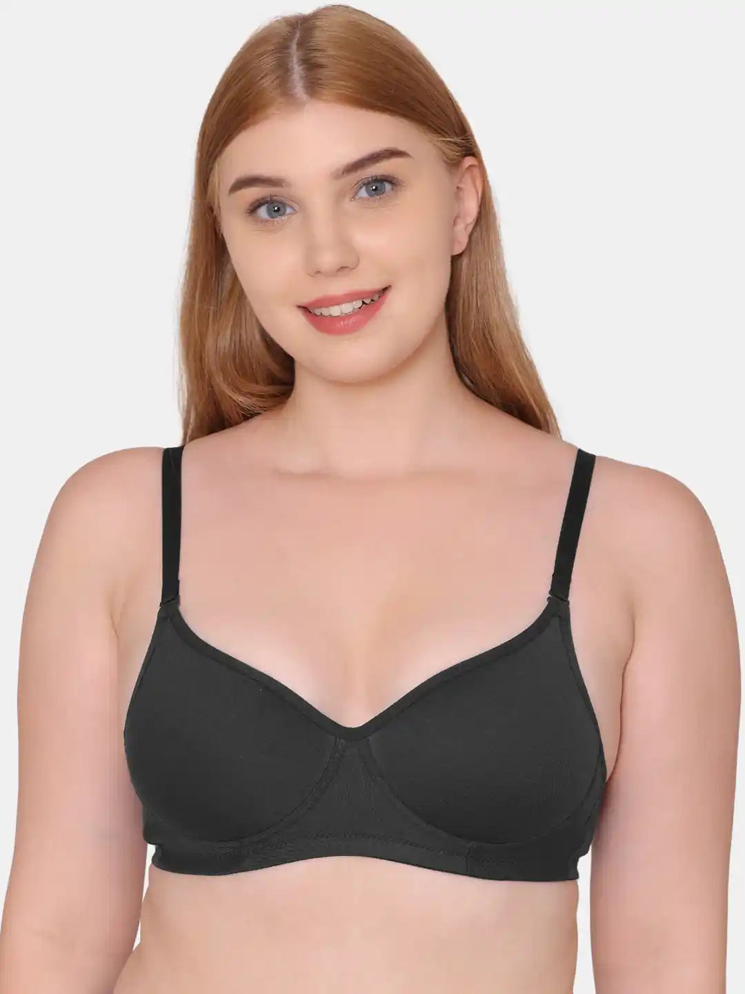 Sushme Beginners Sports Bra - Non Padded - Racer Back - Broad Strap - Full Coverage - Wirefree, Seamless T-Shirt Bra (Sushme 1301-BLK)