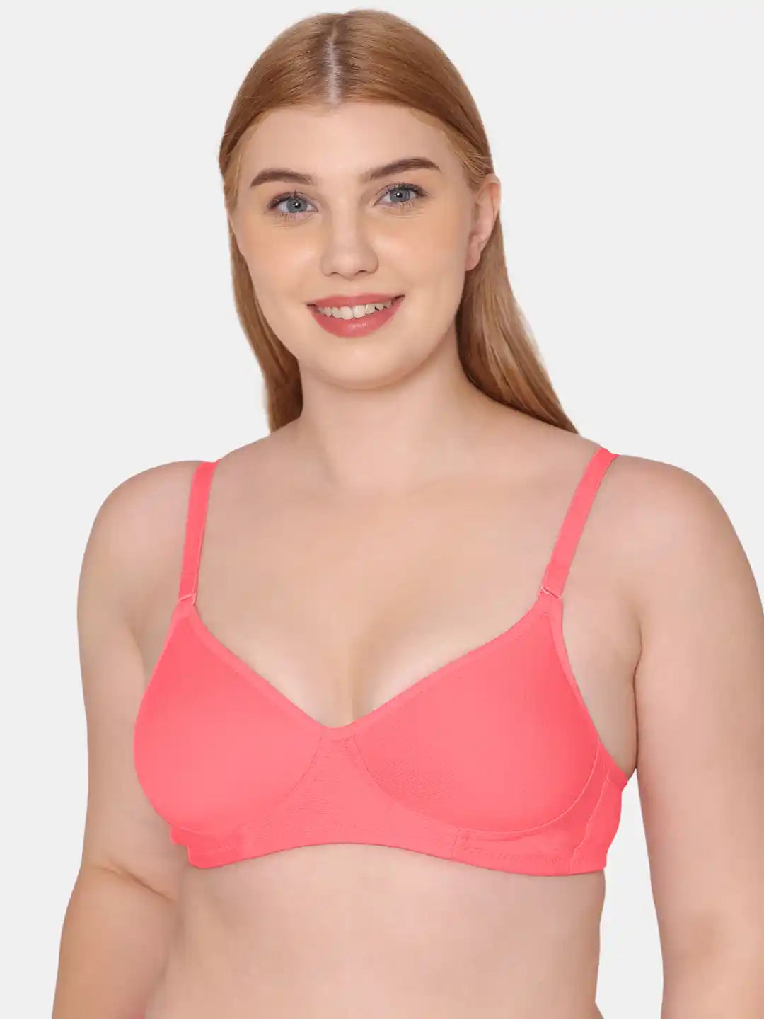 Sushme Beginners Sports Bra - Non Padded - Racer Back - Broad Strap - Full Coverage - Wirefree, Seamless T-Shirt Bra (Sushme 1301-CRL)