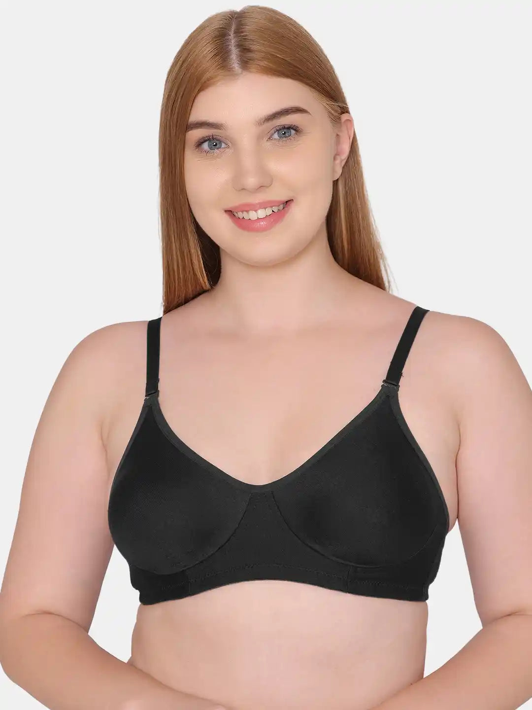 Sushme Non Padded Uniform Bra - Cotton Rich Fabric - Full Coverage, Multiway Straps, Wirefree, Seamless T-Shirt Bra (Sushme-253-BLK)