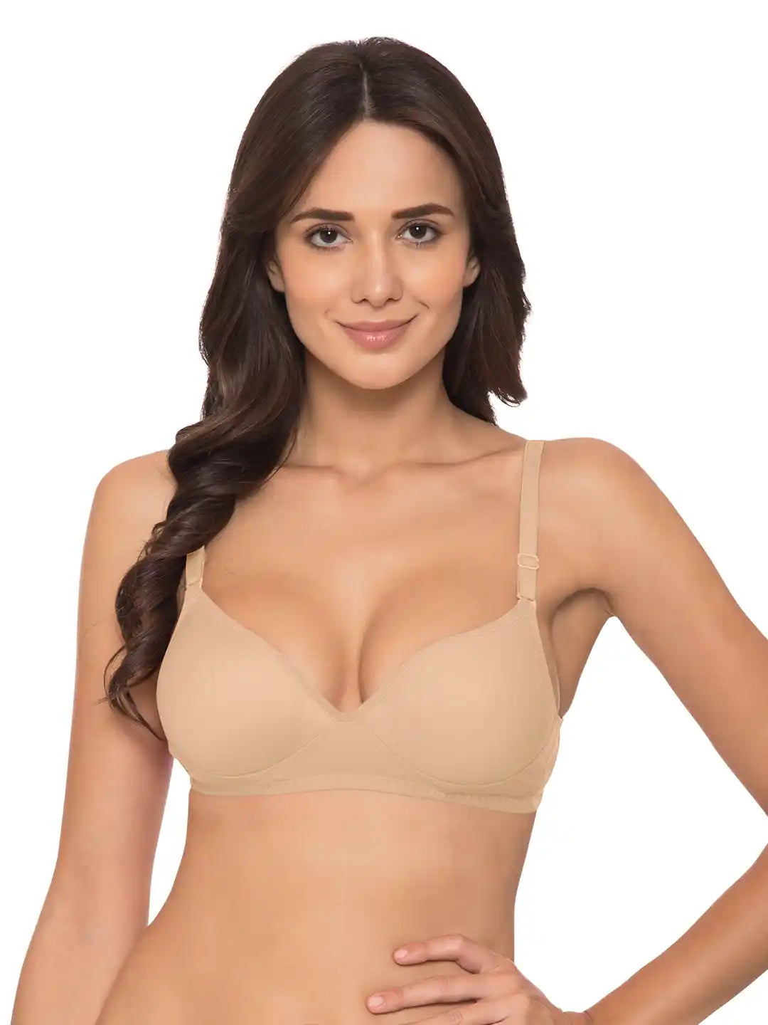 Sushme Heavily Padded Push-Up Bra - Cotton Rich - Balconette - 3/4th Coverage, Seamless, Wireless, Multiway Straps - T-Shirt Bra (Sushme 15-SK)