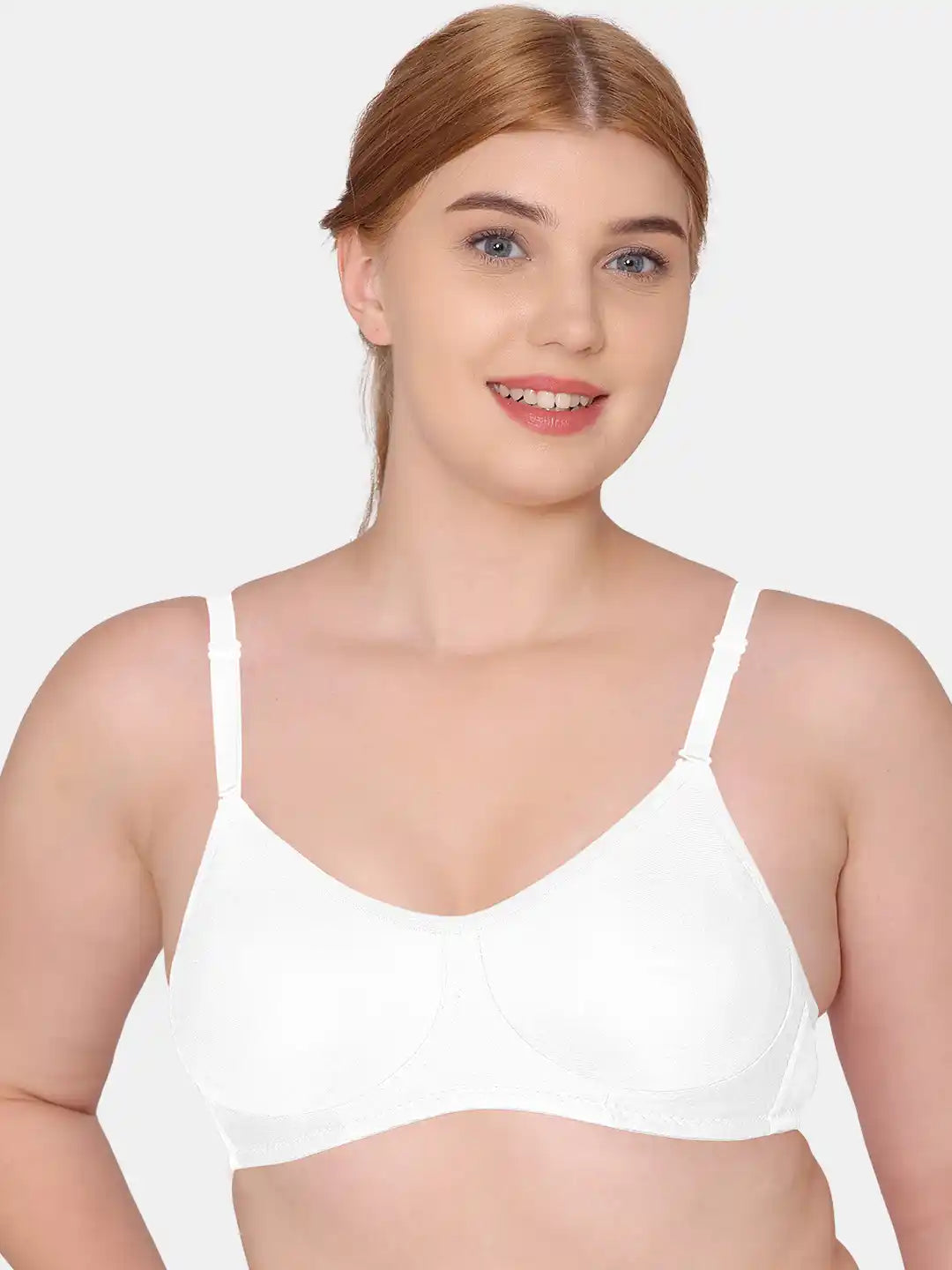 Sushme Non Padded Uniform Bra - Cotton Rich Fabric - Full Coverage, Multiway Straps, Wirefree, Seamless T-Shirt Bra (Sushme-253-WH)