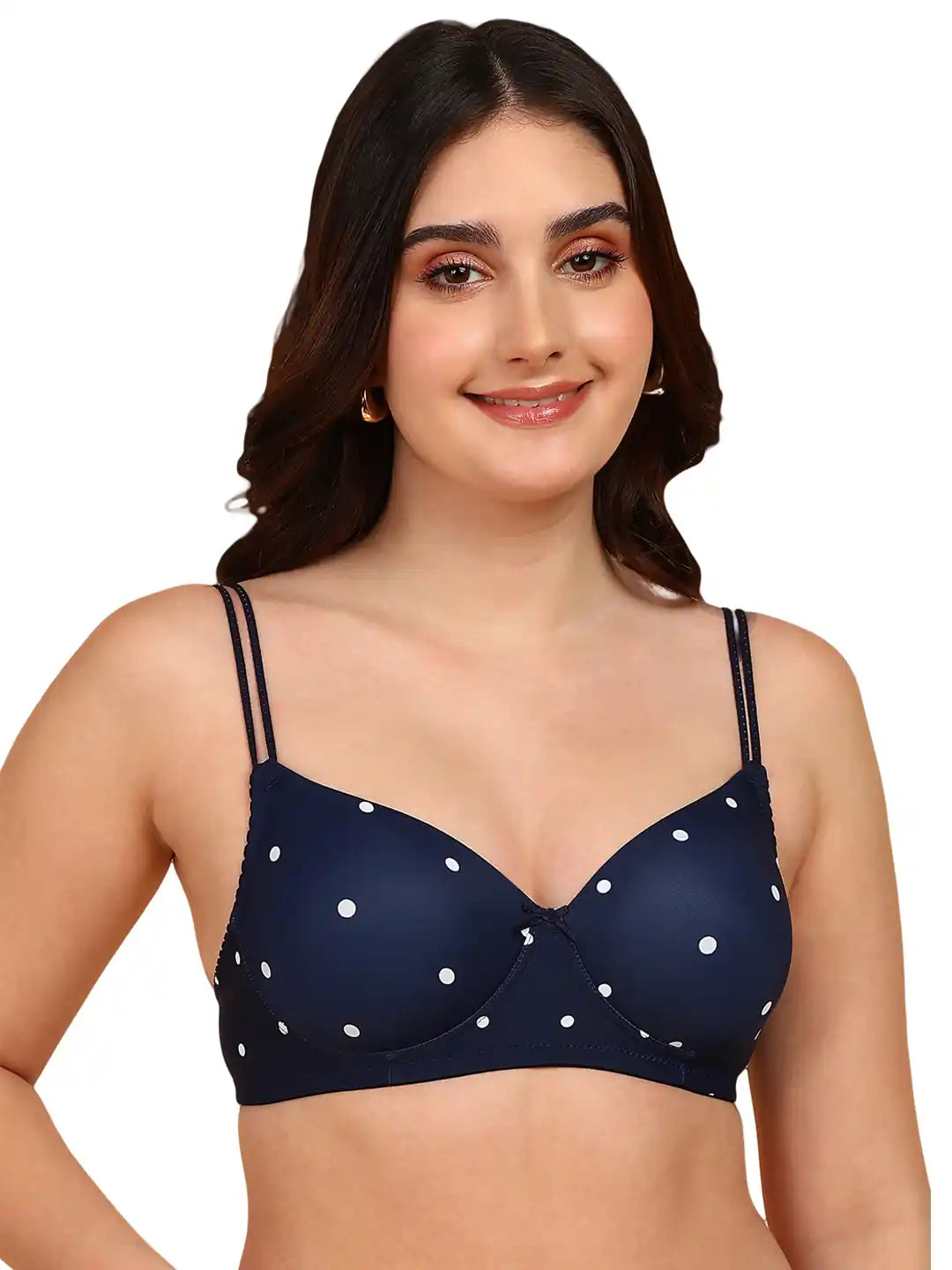 Sushme Backless Transparent Back Bra - Lightly Padded - Soft Polyamide Fabric - Seamless, Full Coverage, Multiway Straps - T-Shirt Bra (Sushme 19208-PRINTED)