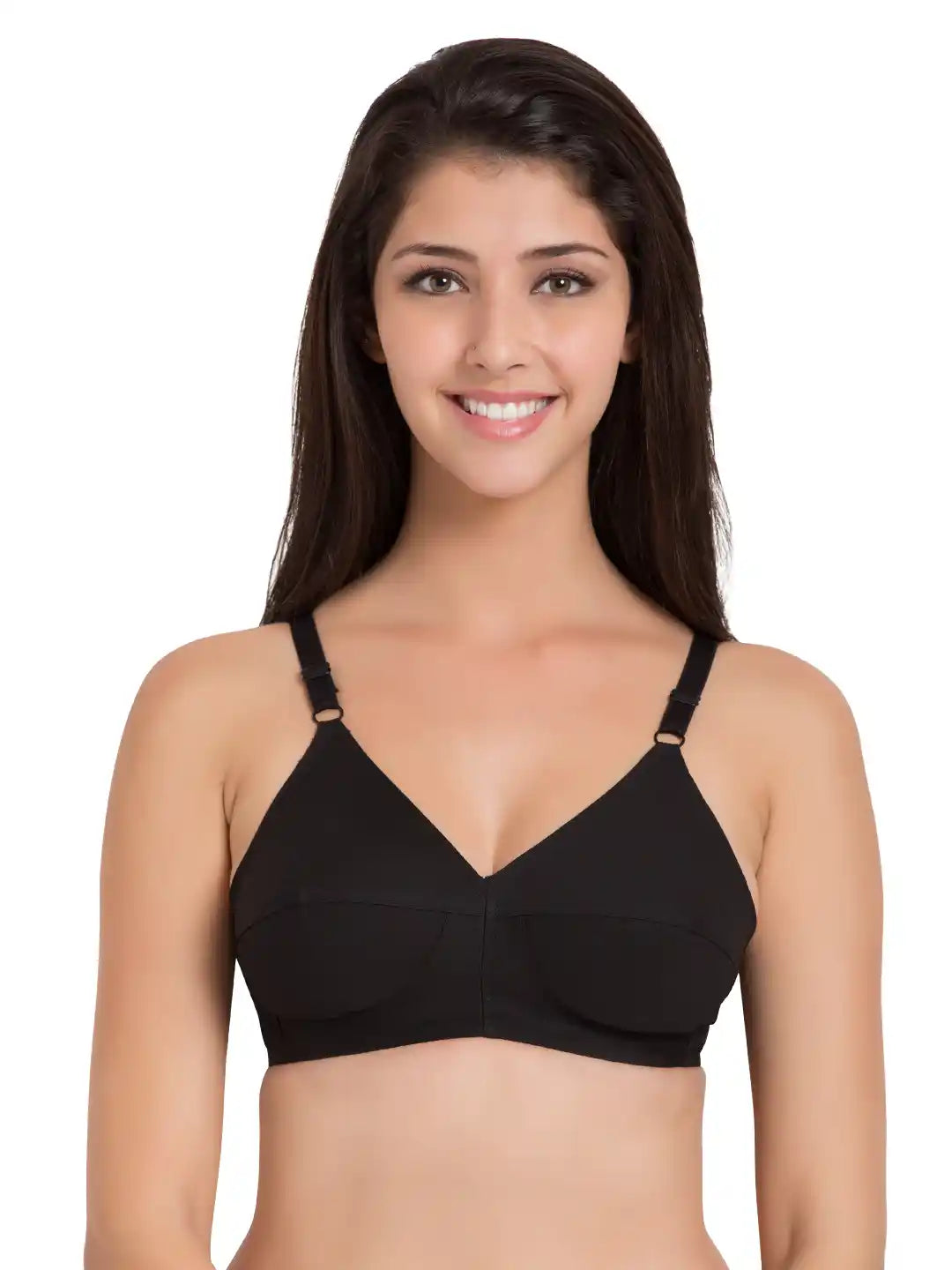 Sushme U Shaped Back - 100% Cotton Full Figure Bra - Minimizer - Non Padded - Full Coverage Wirefree Seamed Bra(Sushme LYCRA-BLK)