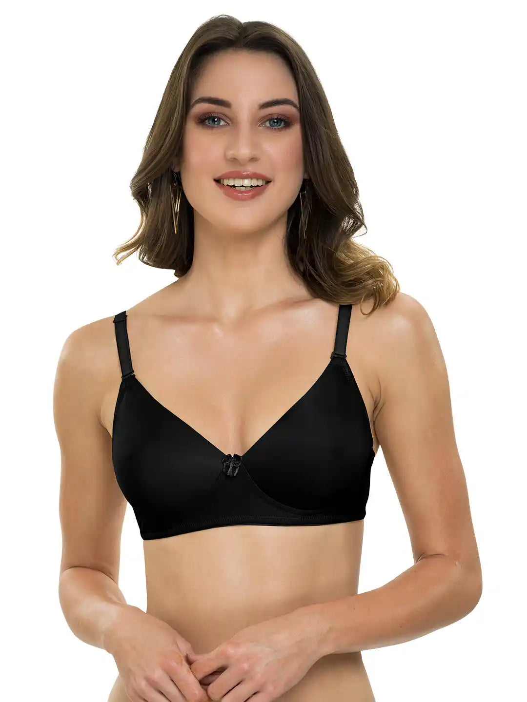 Sushme Lightly Padded Bra - Cotton Rich - Seamless, Full Coverage, Multiway Straps, Wirefree Everyday T-Shirt Bra (Sushme-1570-BLK)