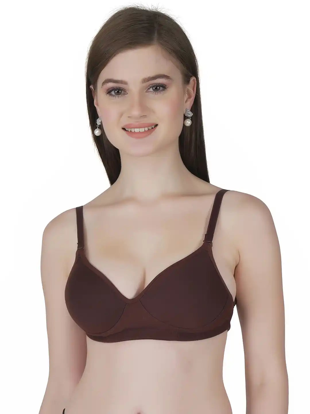 Sushme Transparent Lightly Padded Backless Bra - Cotton Rich - Seamless, Full Coverage, Multiway Straps - T-Shirt Bra (Sushme 516-COFE)