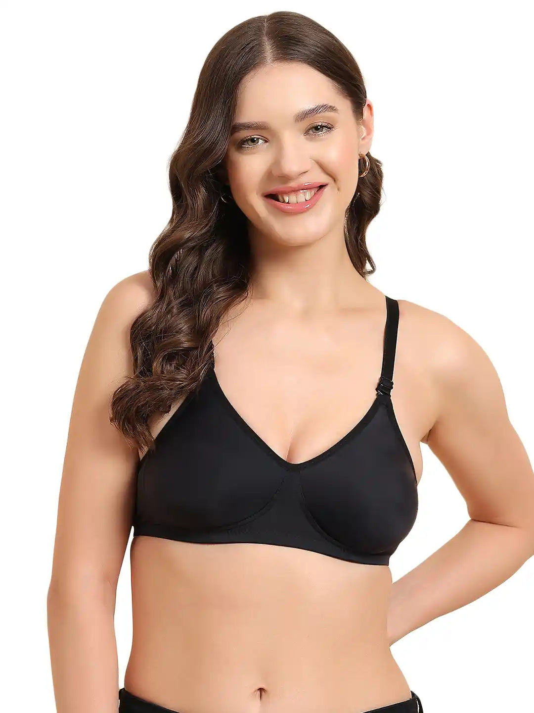 Sushme Non-Padded Everyday T-Shirt Bra | Seamless Polyamide | Full Coverage | Wire-Free | Convertible Straps | Hook & Eye Closure | All-Day Comfort (Sushme F-1183)