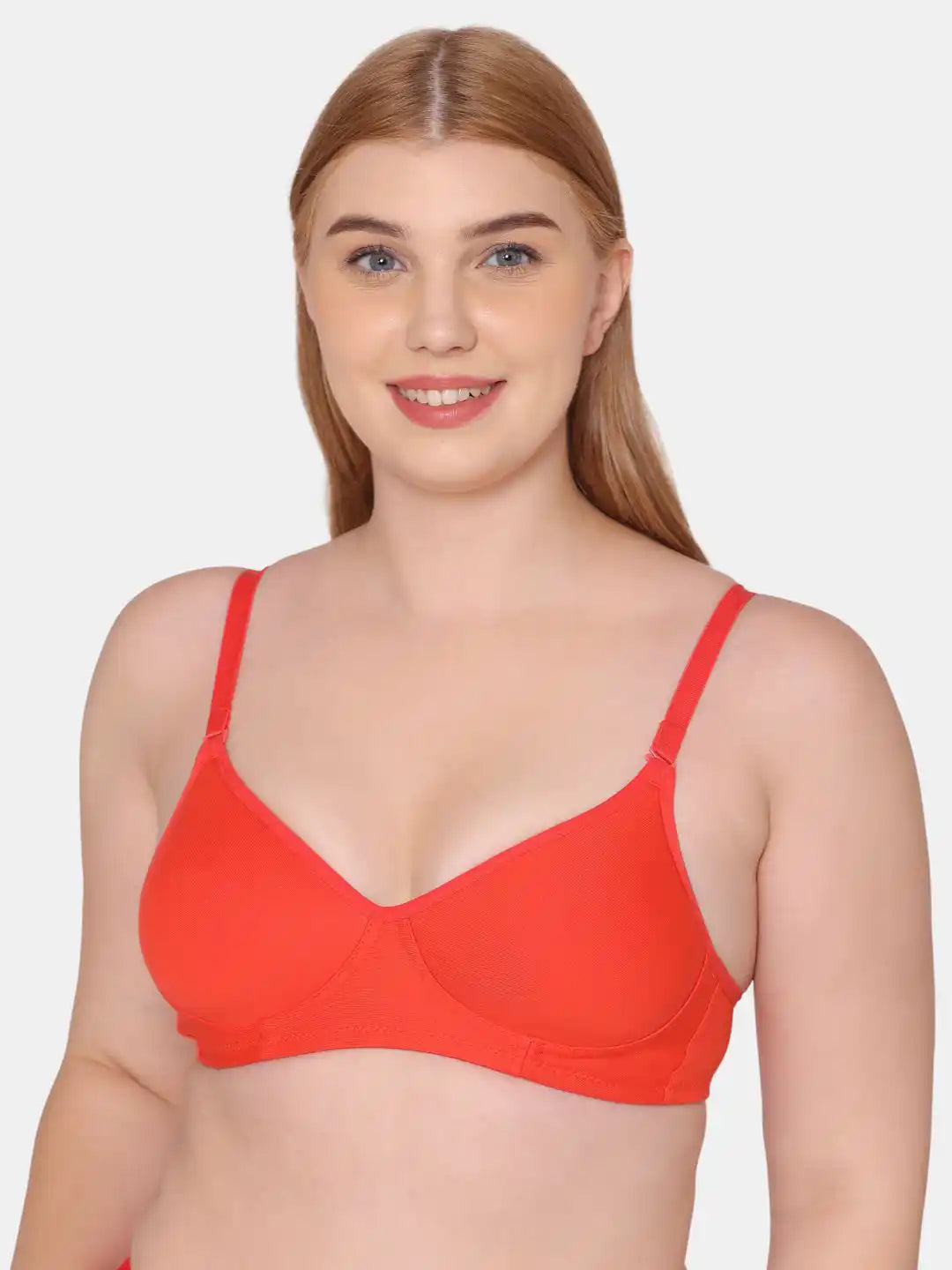 Sushme Beginners Sports Bra - Non Padded - Racer Back - Broad Strap - Full Coverage - Wirefree, Seamless T-Shirt Bra (Sushme 1301-CHRY)