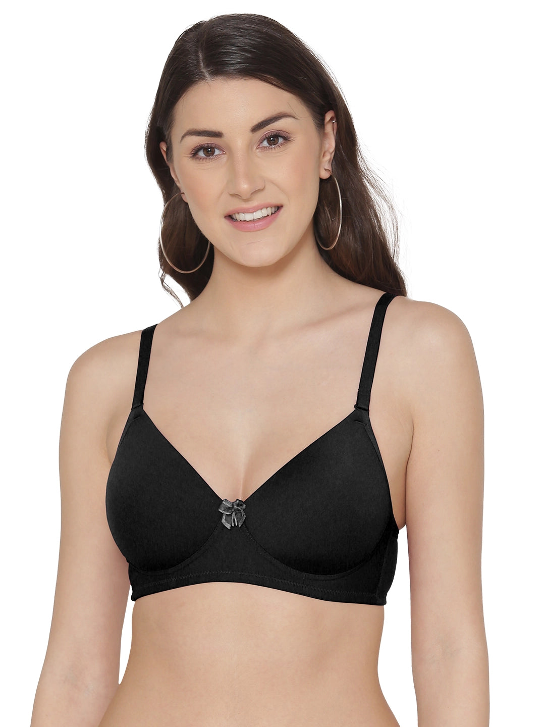 Sushme Lightly Padded Cotton Lycra Bra (Plus Size) - Wirefee, Full Coverage, Multiway Straps Seamless Bra (Sushme-LW-313-BLK)