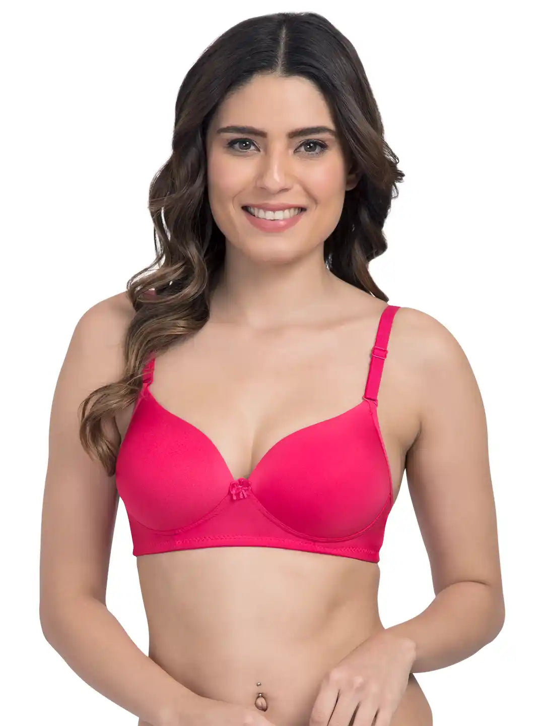 Sushme Lightly Padded Bra - Cotton Rich - Seamless, Full Coverage, Multiway Straps, Wirefree Everyday T-Shirt Bra (Sushme-1570-DPK)