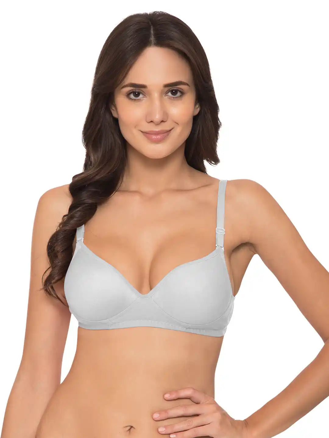 Sushme Heavily Padded Push-Up Bra - Cotton Rich - Balconette - 3/4th Coverage, Seamless, Wireless, Multiway Straps - T-Shirt Bra (Sushme 15-GRY)