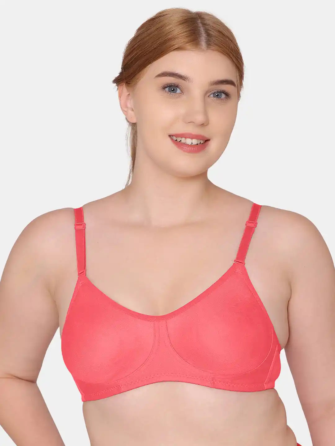 Sushme Non Padded Single Hook Bra - Cotton Rich Fabric - Full Coverage, Multiway Straps, Wirefree, Seamless T-Shirt Bra (Sushme-285-CRL)
