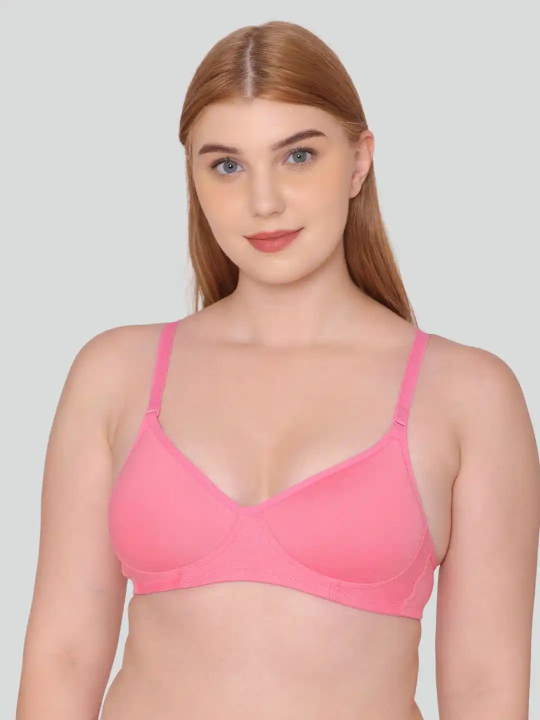 Sushme Beginners Sports Bra - Non Padded - Racer Back - Broad Strap - Full Coverage - Wirefree, Seamless T-Shirt Bra (Sushme 1301-ROS)