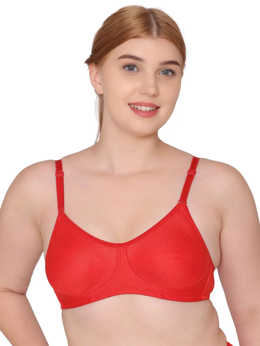 Sushme Non Padded Bra - Cotton Rich - Full Coverage, Wireless, Seamless, Multiway Straps - T-Shirt Bra (Sushme 91-RD)
