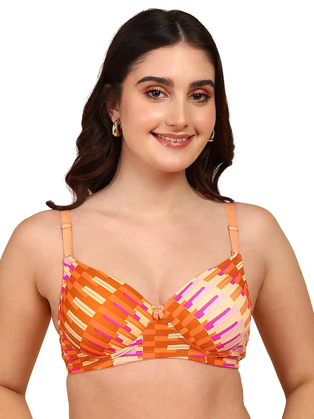 Sushme Backless Transparent Back Bra - Lightly Padded - Soft Polyamide Fabric - Seamless, Full Coverage, Multiway Straps - T-Shirt Bra (Sushme 19953-PRINTED)
