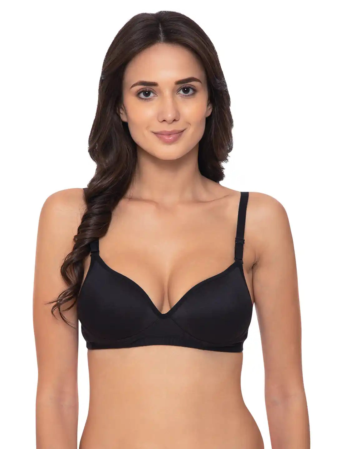 Sushme Heavily Padded Push-Up Bra - Cotton Rich - Balconette - 3/4th Coverage, Seamless, Wireless, Multiway Straps - T-Shirt Bra (Sushme 15-BLK)