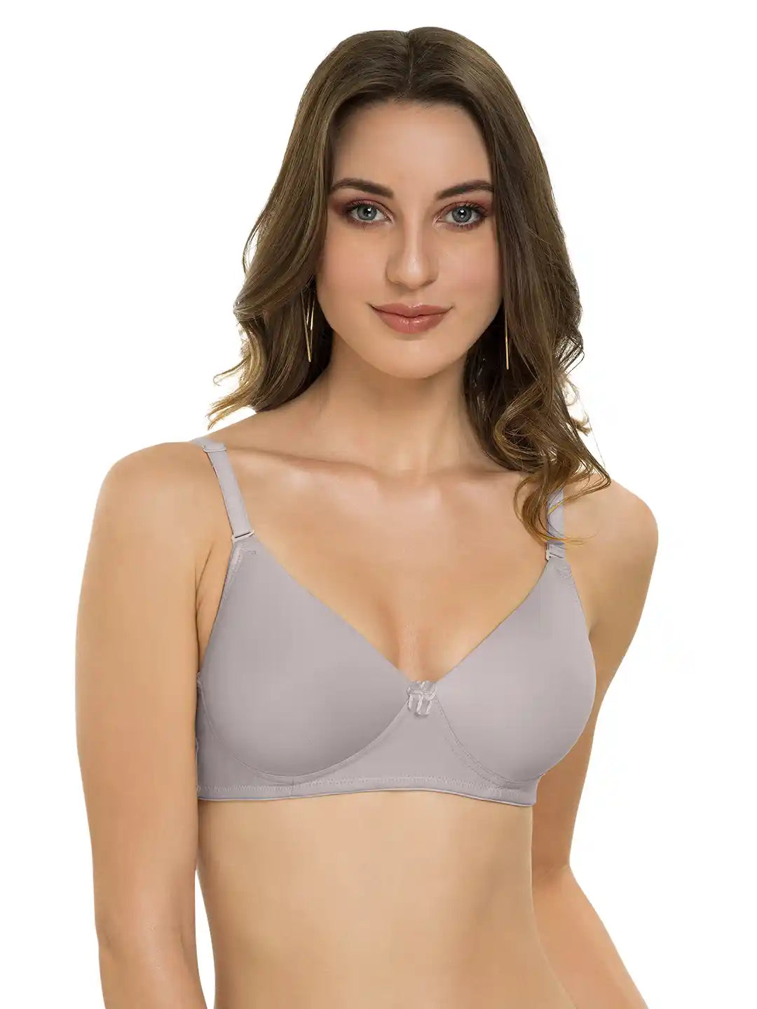 Sushme Heavily Padded Semi Push-Up Bra - Soft Polyamide Fabric - 3/4th Coverage, Wireless, Multiway Straps, Seamless - Everyday T-Shirt Bra (Sushme-199-GRY)