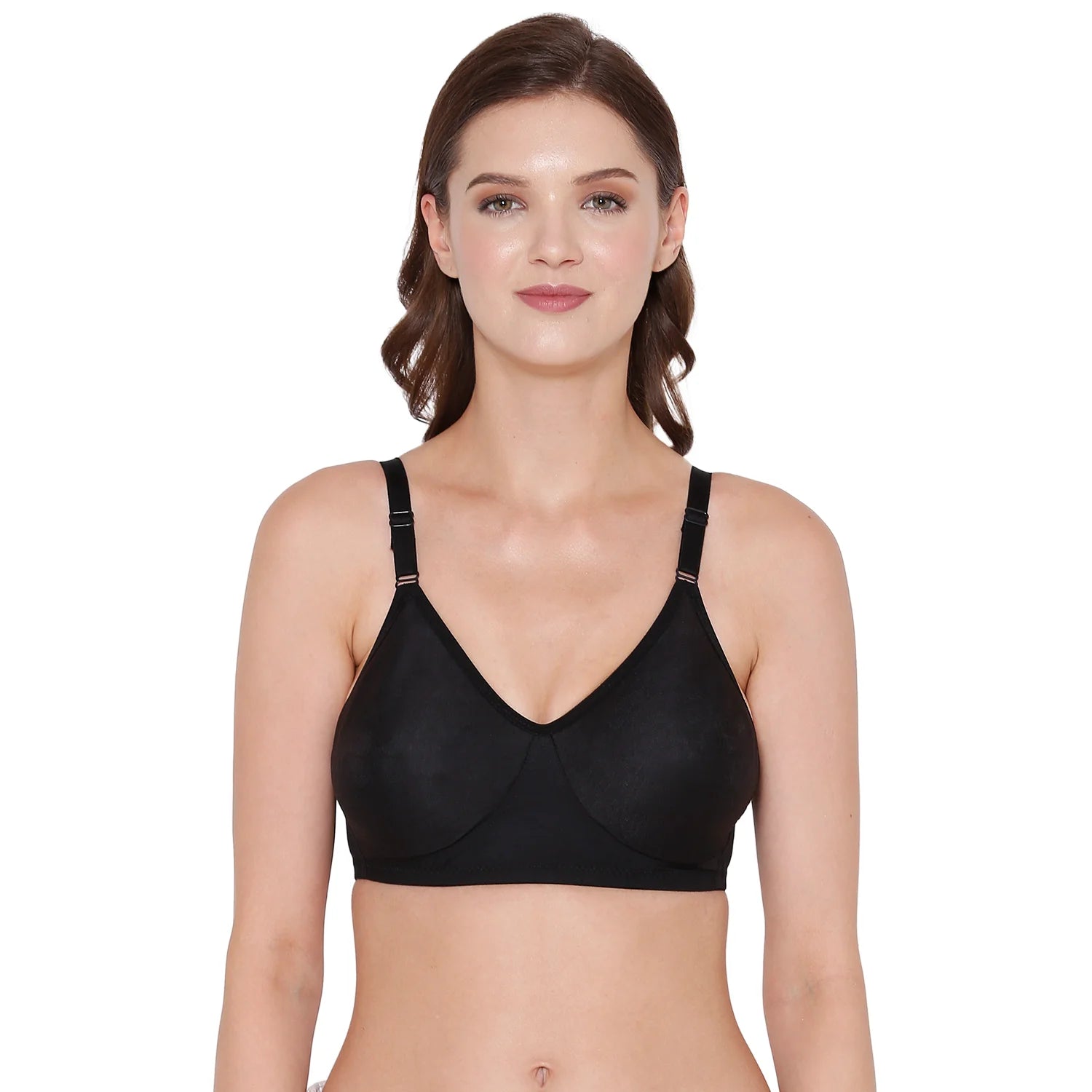 Sushme Minimiser Bra - Everyday Fit - Non Padded - Cotton Rich - Full Coverage - Wirefree - Adjustable Regular Straps - Seamed Bra (Sushme SS-03-BLK)