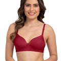 Sushme Lightly Padded Bra - Cotton Rich - Seamless, Full Coverage, Multiway Straps, Wirefree Everyday T-Shirt Bra (Sushme-1570-MRN)