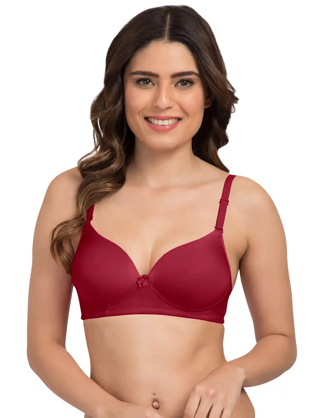 Sushme Lightly Padded Bra - Cotton Rich - Seamless, Full Coverage, Multiway Straps, Wirefree Everyday T-Shirt Bra (Sushme-1570-MRN)
