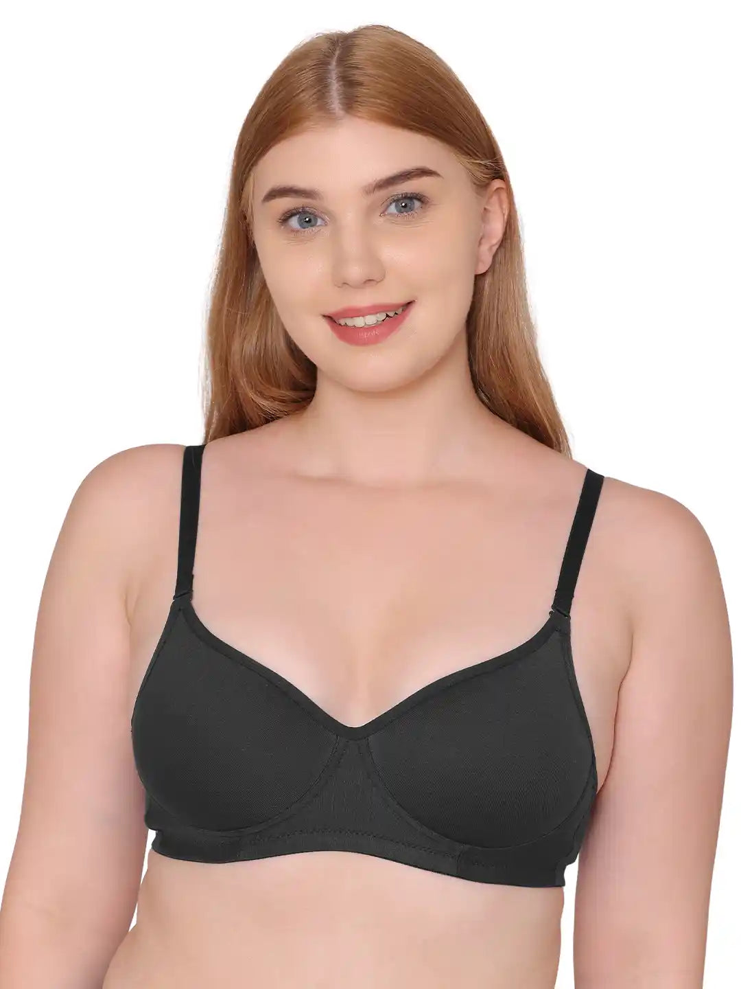 Sushme Super Soft Medium Padded Bra - Cotton Rich Fabric - Full Coverage, Multiway Straps, Wirefree, Seamless T-Shirt Bra (Sushme 5555-BLK)