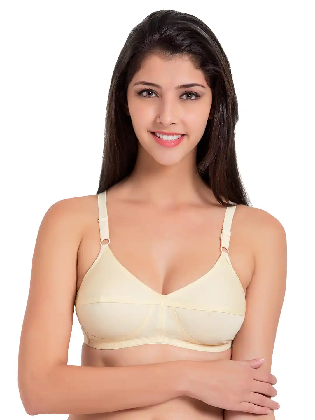 Sushme 100% Cotton Everyday Bra - Non-Padded - Minimizer - Full Coverage - Wireless, Regular Straps - Seamed Bra (Sushme 31-SK)