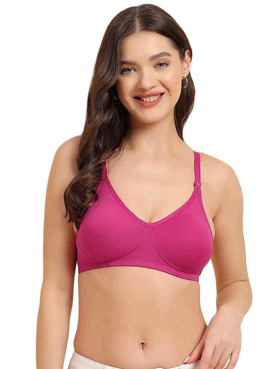 Sushme Non-Padded Everyday T-Shirt Bra | Seamless Polyamide | Full Coverage | Wire-Free | Convertible Straps | Hook & Eye Closure | All-Day Comfort (Sushme F-1183)