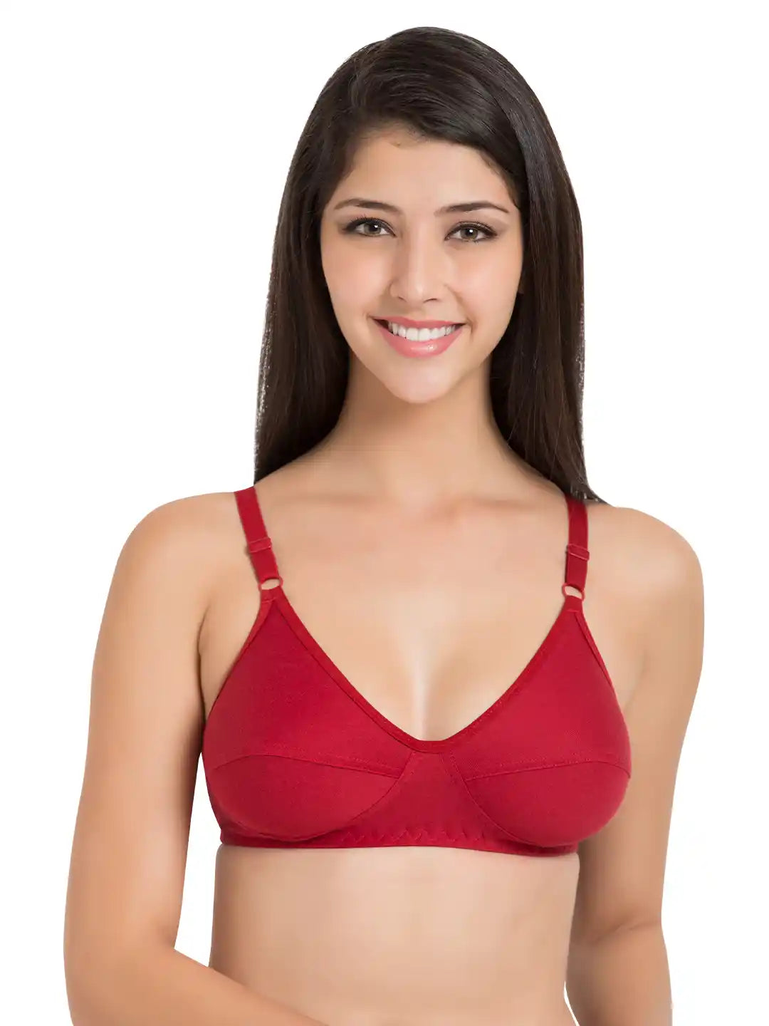Sushme 100% Cotton Minimizer Bra - Non-Padded - Full Coverage - Regular Straps, Wireless - Seamed Bra (Sushme 35-RD)