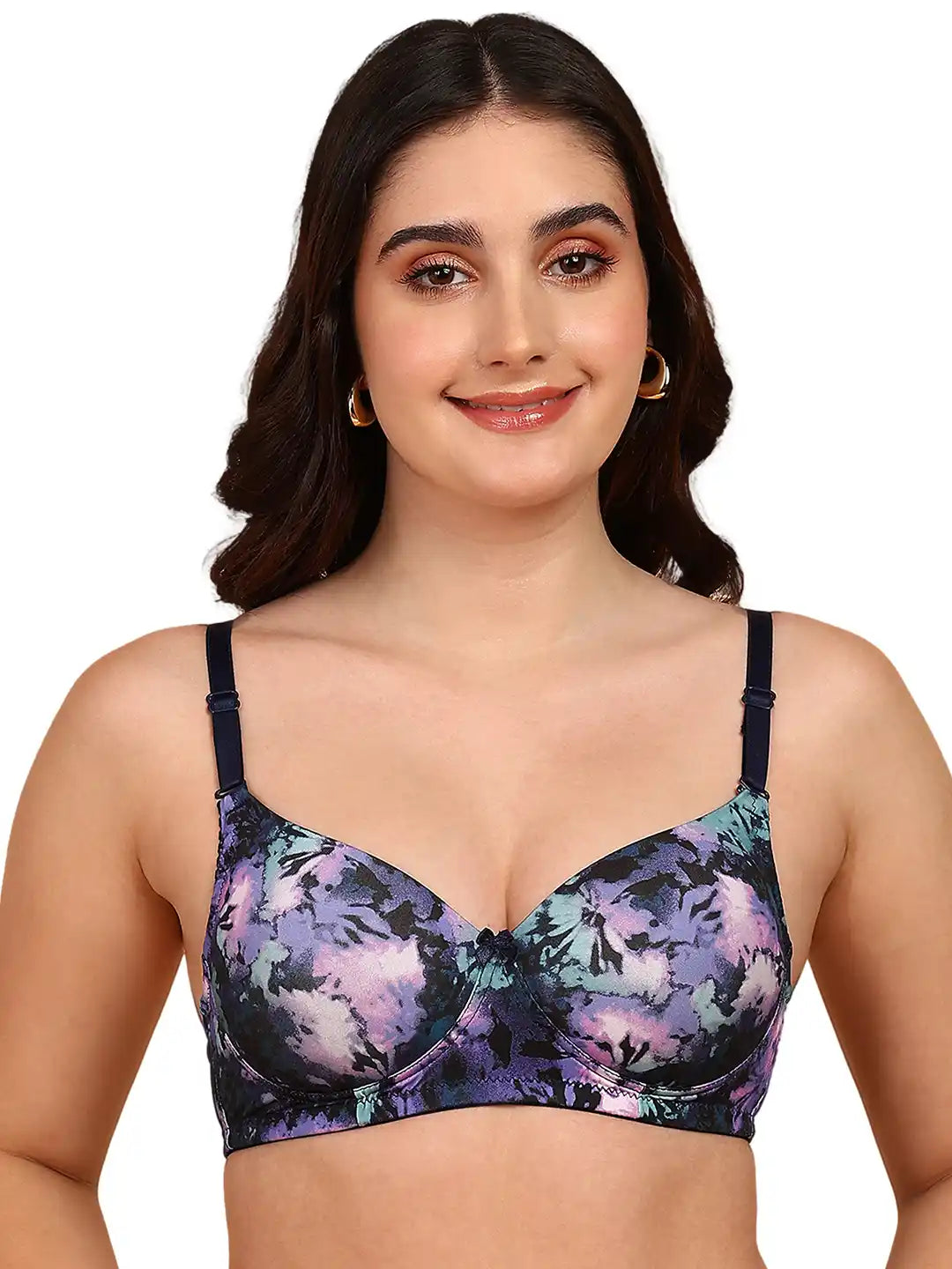 Sushme Backless Transparent Back Bra - Lightly Padded - Soft Polyamide Fabric - Seamless, Full Coverage, Multiway Straps - T-Shirt Bra (Sushme 19955-PRINTED)