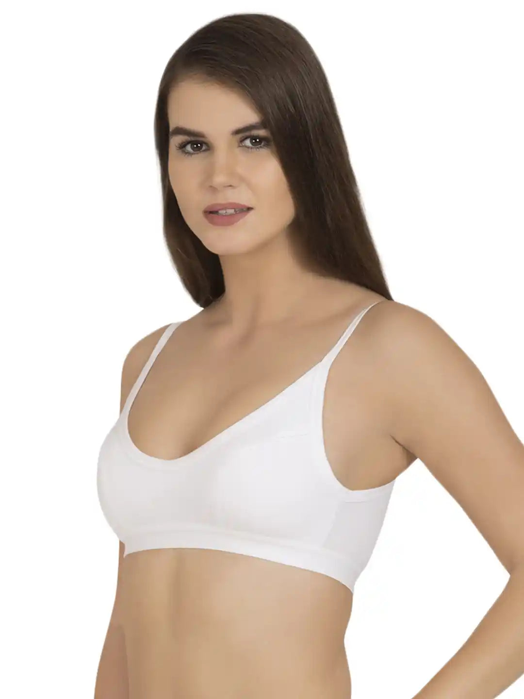 Sushme Beginners Sports Bra - Racer Back - Non Padded - Full Coverage - Wirefree, Seamless T-Shirt Bra (Sushme-272-WH)