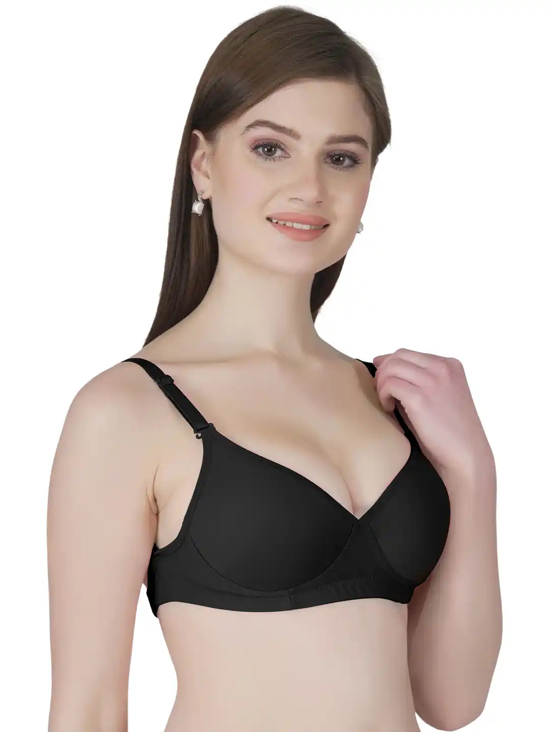 Sushme Transparent Lightly Padded Backless Bra - Cotton Rich - Seamless, Full Coverage, Multiway Straps - T-Shirt Bra (Sushme 516-BLK)