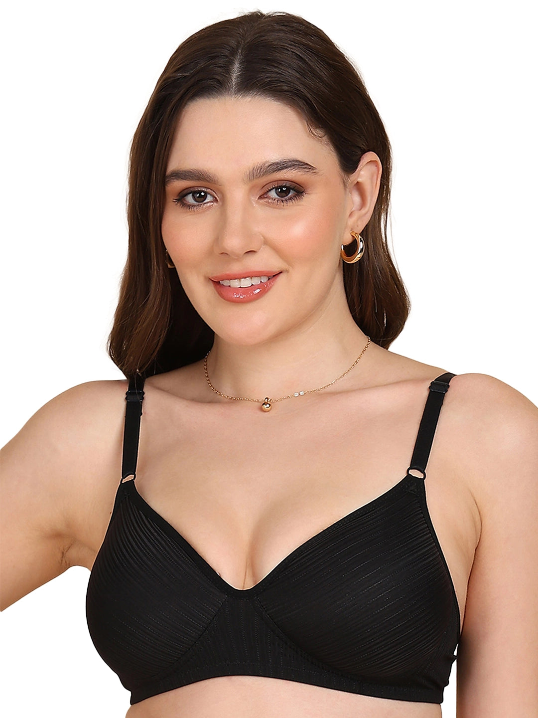 Sushme Lightly Padded Stripe-Print Full Coverage Bra | Non-Wired | Everyday Comfort | Regular Back (Sushme 5415)