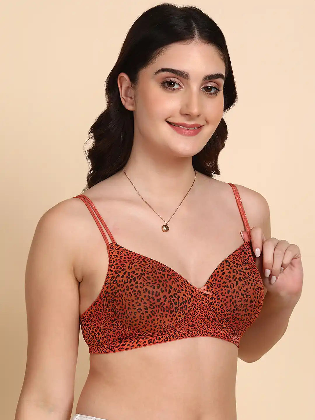 Sushme Backless Transparent Back Bra - Lightly Padded - Soft Polyamide Fabric - Seamless, Full Coverage, Multiway Straps - T-Shirt Bra (Sushme 19202-PRINTED)
