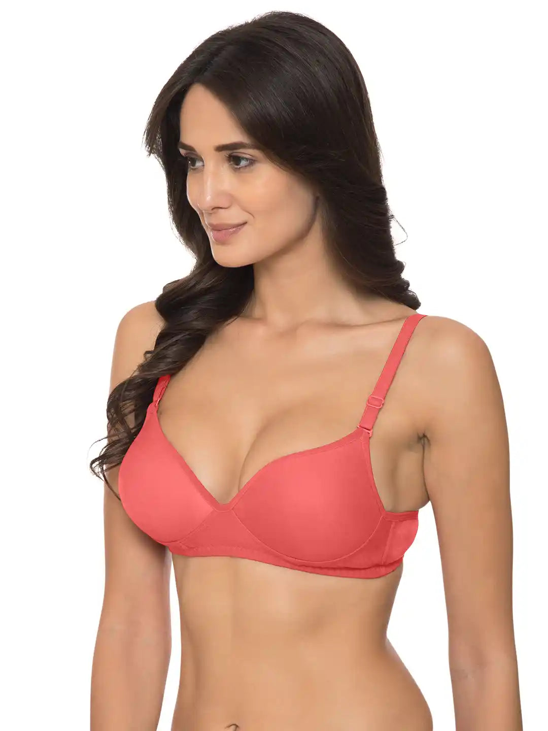 Sushme Heavily Padded Push-Up Bra - Cotton Rich - Balconette - 3/4th Coverage, Seamless, Wireless, Multiway Straps - T-Shirt Bra (Sushme 15-CRL)