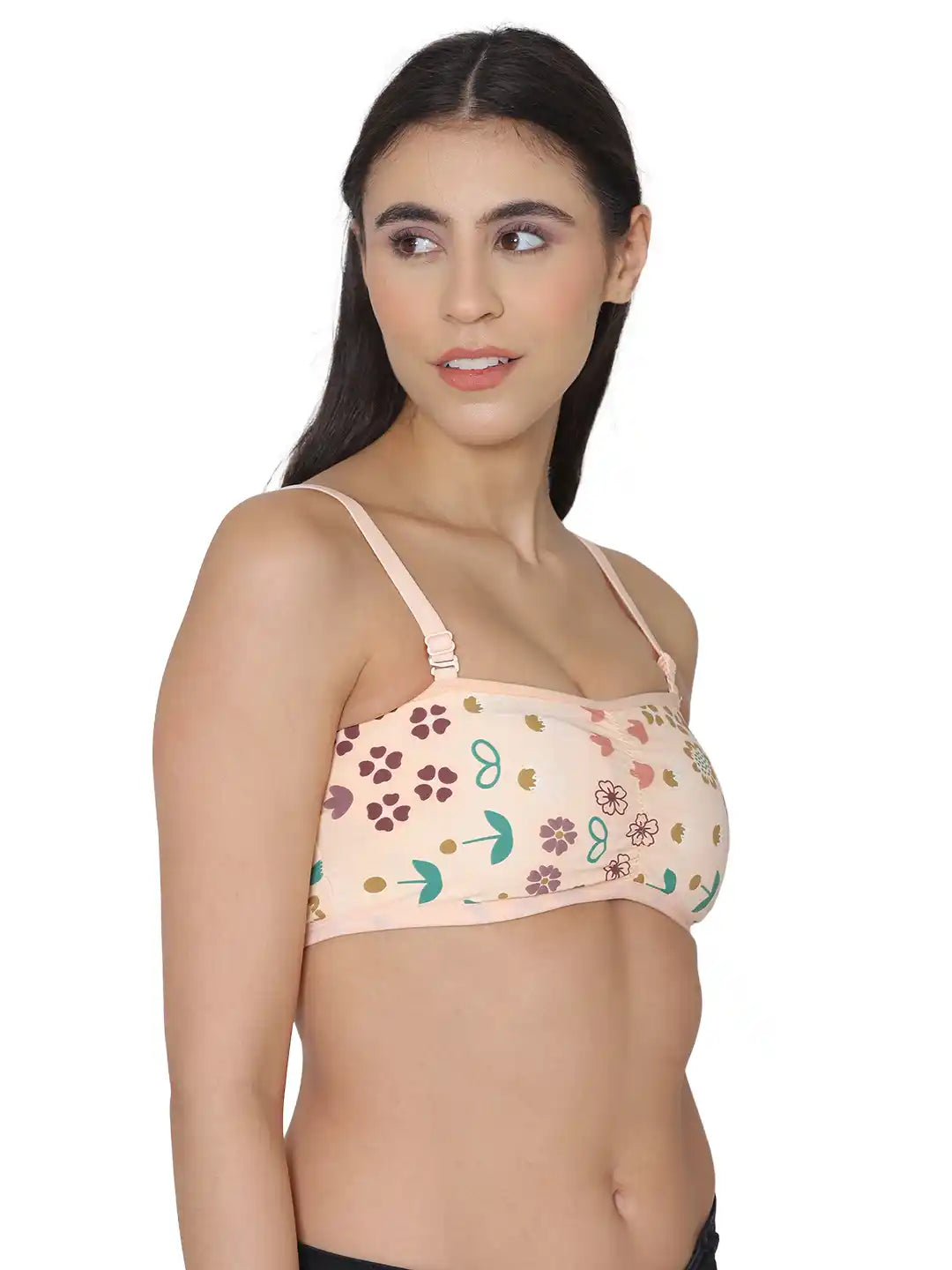 Sushme Minimiser Non Padded - 100% Cotton - U-Shaped Back - Full Coverage, Wirefree, Seamless T-Shirt Bra (Sushme TUBE BRA 279129-PRINTED)