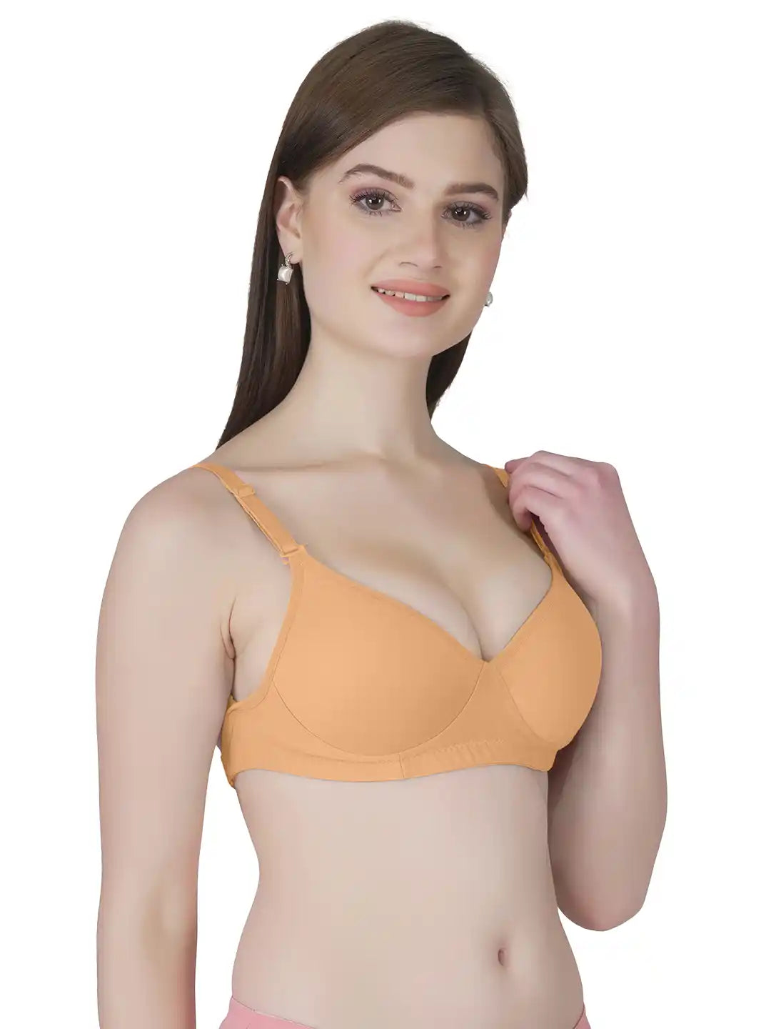 Sushme Transparent Lightly Padded Backless Bra - Cotton Rich - Seamless, Full Coverage, Multiway Straps - T-Shirt Bra (Sushme 516-SK)