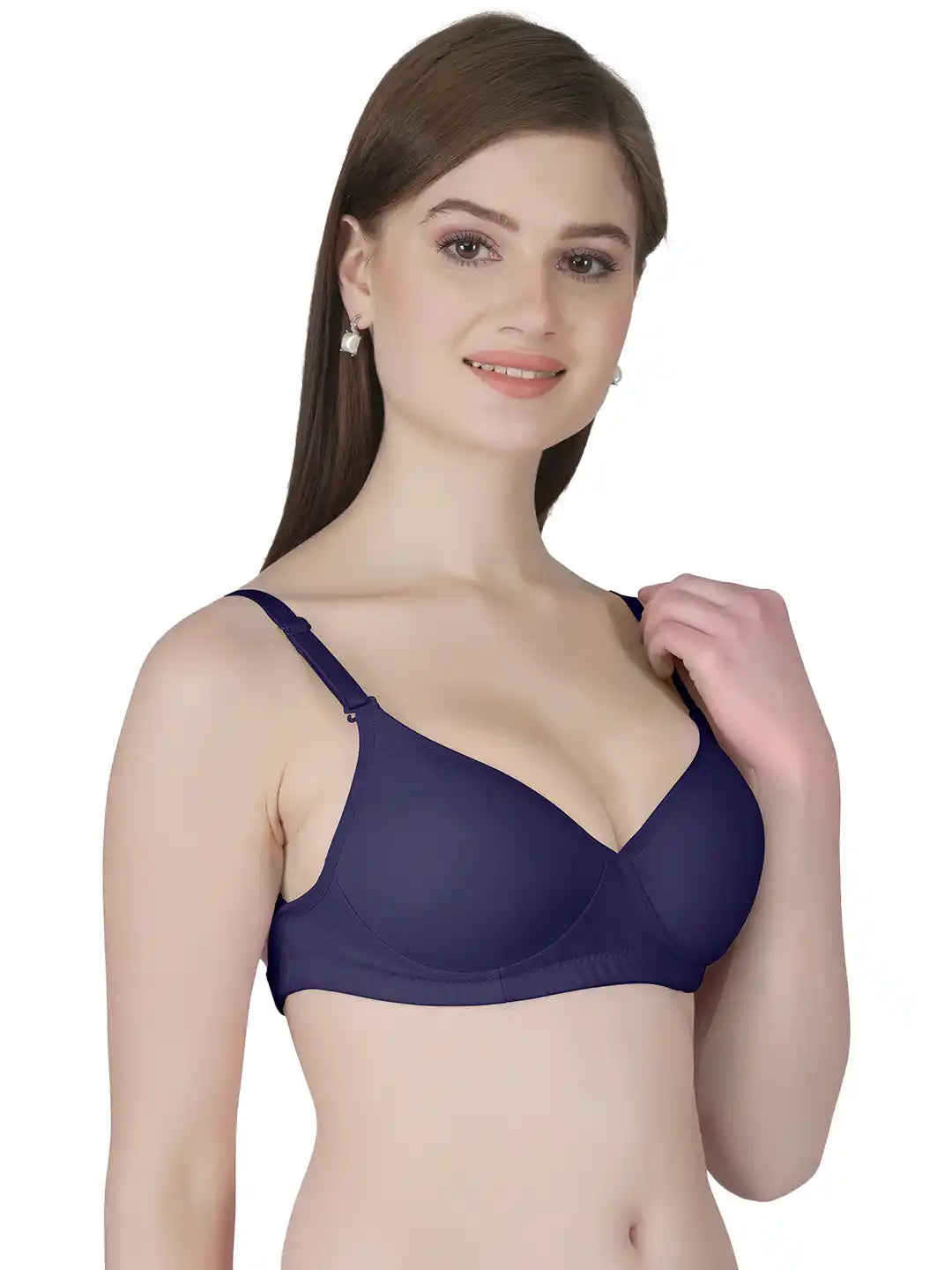 Sushme Transparent Lightly Padded Backless Bra - Cotton Rich - Seamless, Full Coverage, Multiway Straps - T-Shirt Bra (Sushme 516-NBLU)