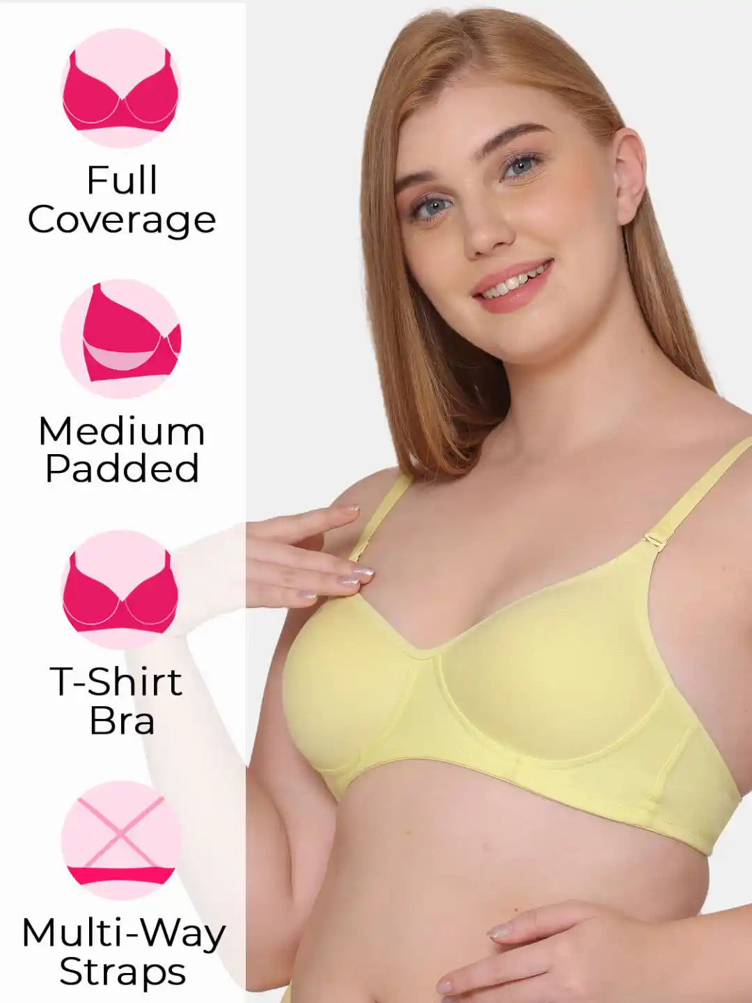 Sushme Beginners Sports Bra - Non Padded - Racer Back - Broad Strap - Full Coverage - Wirefree, Seamless T-Shirt Bra (Sushme 1301-LMN)