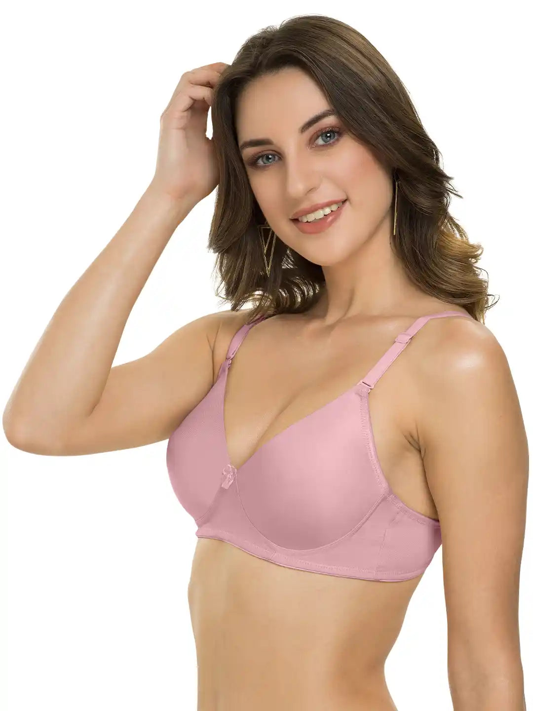 Sushme Heavily Padded Semi Push-Up Bra - Soft Polyamide Fabric - 3/4th Coverage, Wireless, Multiway Straps, Seamless - Everyday T-Shirt Bra (Sushme-199-PLM)