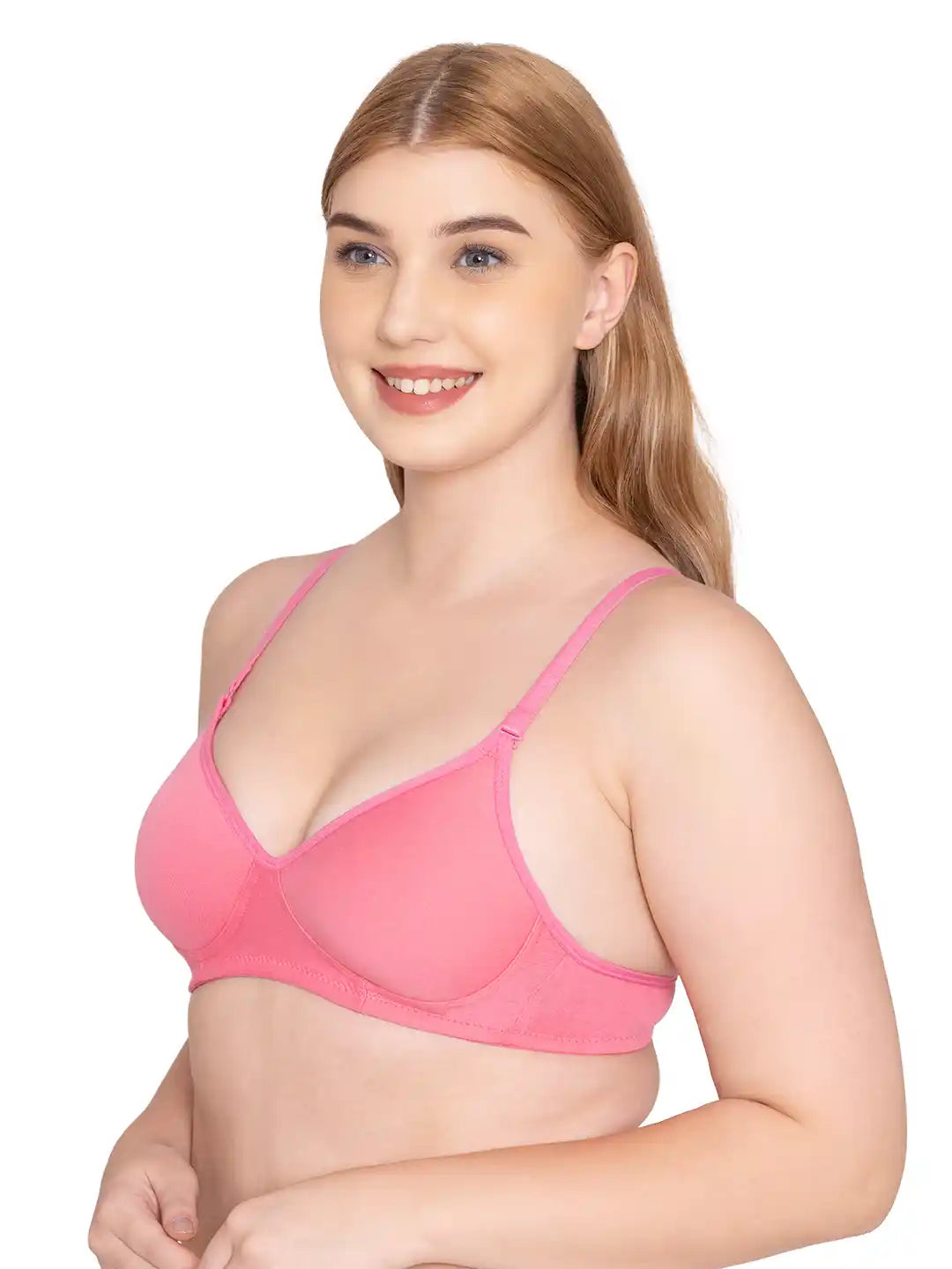 Sushme Lightly Padded Super Soft Bra - Cotton Rich - Full Coverage, Multiway Straps, Wireless, Seamless- T-Shirt Bra (Sushme 611-BPK)
