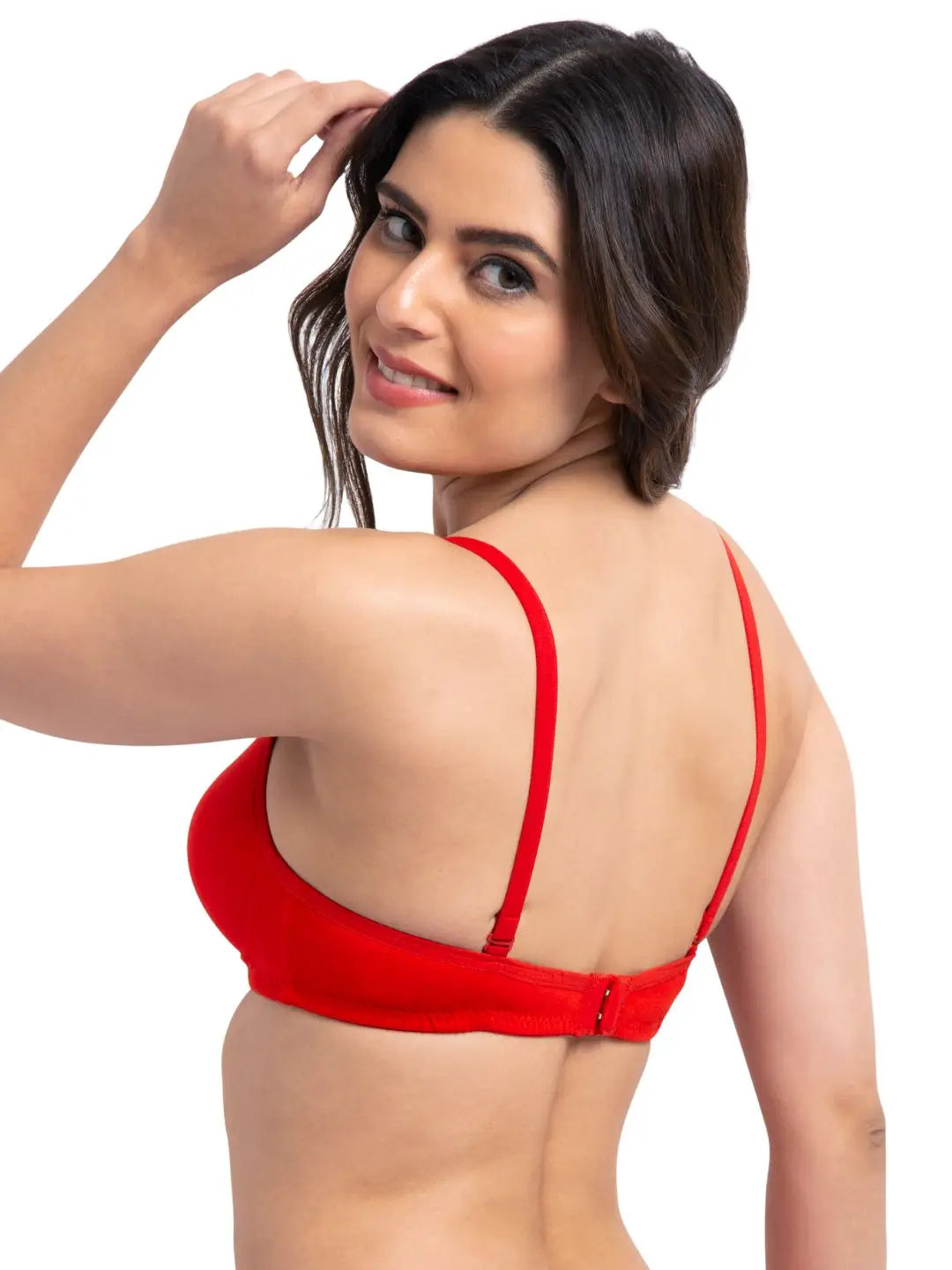 Sushme Super Soft Medium Padded Bra - Cotton Rich - Full Coverage - Wirefree - Multiway Straps - Seamless T-shirt Bra (Sushme 5413-RD)