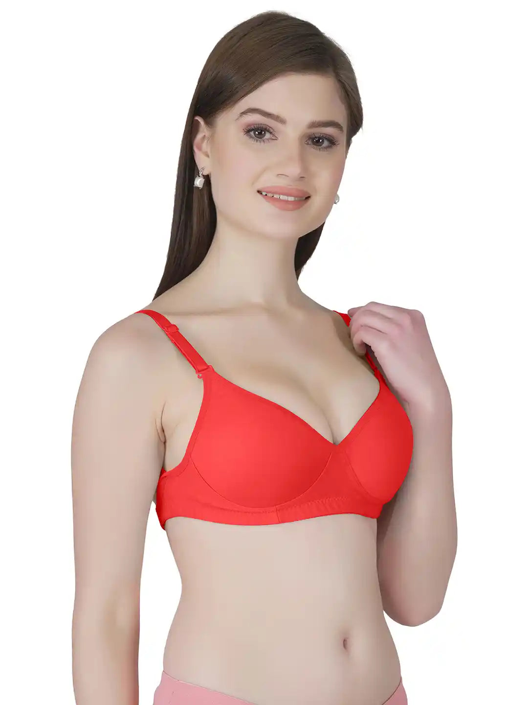 Sushme Transparent Lightly Padded Backless Bra - Cotton Rich - Seamless, Full Coverage, Multiway Straps - T-Shirt Bra (Sushme 516-RD)
