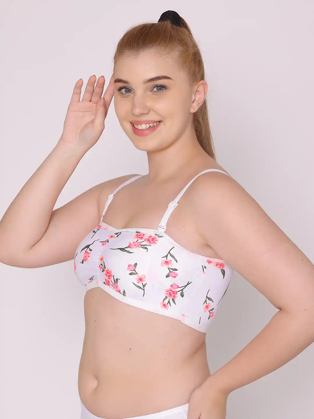 Sushme Minimiser Non Padded - 100% Cotton - U-Shaped Back - Full Coverage, Wirefree, Seamless T-Shirt Bra (Sushme TUBE BRA 279130-PRINTED)