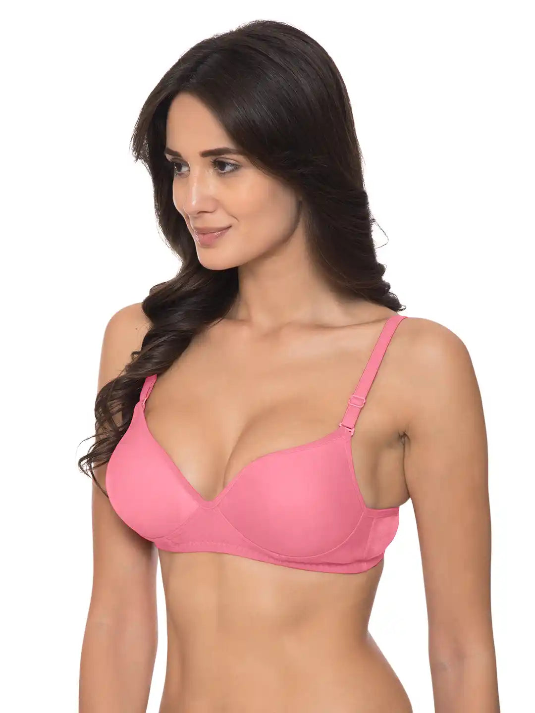 Sushme Heavily Padded Push-Up Bra - Cotton Rich - Balconette - 3/4th Coverage, Seamless, Wireless, Multiway Straps - T-Shirt Bra (Sushme 15-BPK)