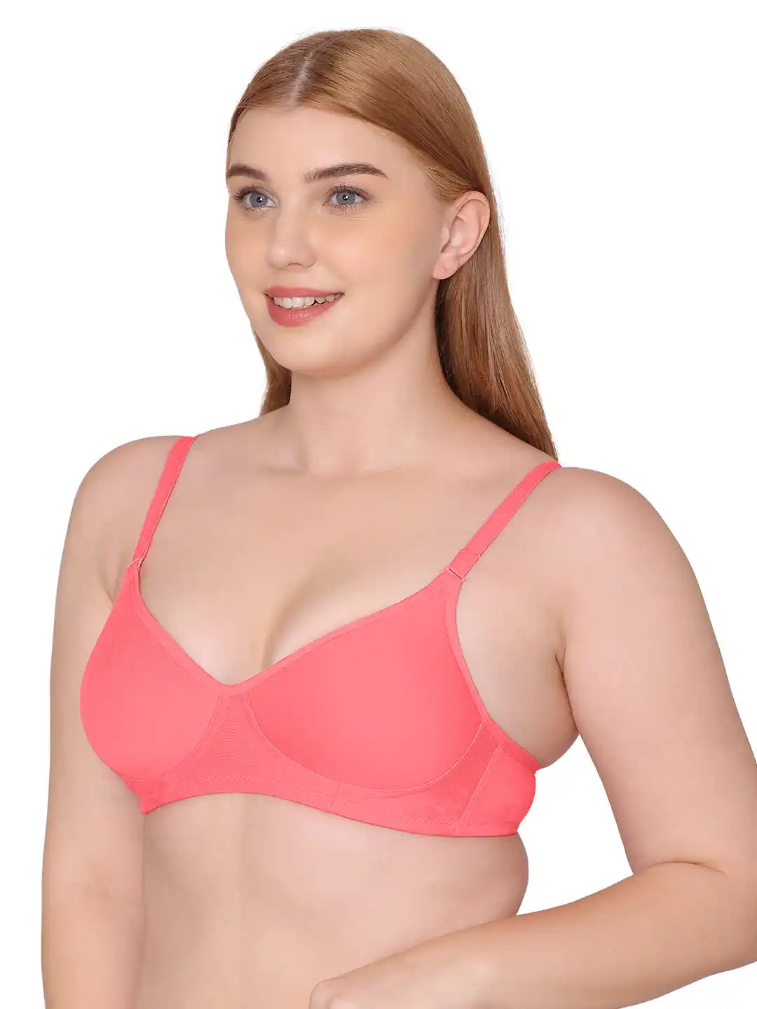 Sushme Lightly Padded Super Soft Bra - Cotton Rich - Full Coverage, Multiway Straps, Wireless, Seamless- T-Shirt Bra (Sushme 611-CRL)
