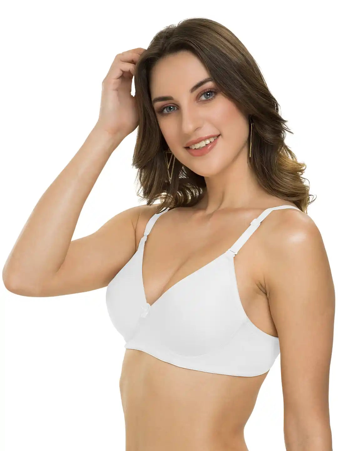 Sushme Heavily Padded Semi Push-Up Bra - Soft Polyamide Fabric - 3/4th Coverage, Wireless, Multiway Straps, Seamless - Everyday T-Shirt Bra (Sushme-199-WH)