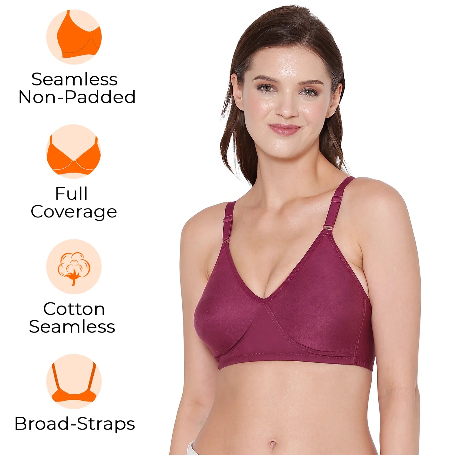 Sushme Minimiser Bra - Everyday Fit - Non Padded - Cotton Rich - Full Coverage - Wirefree - Adjustable Regular Straps - Seamed Bra (Sushme SS-03-MG)