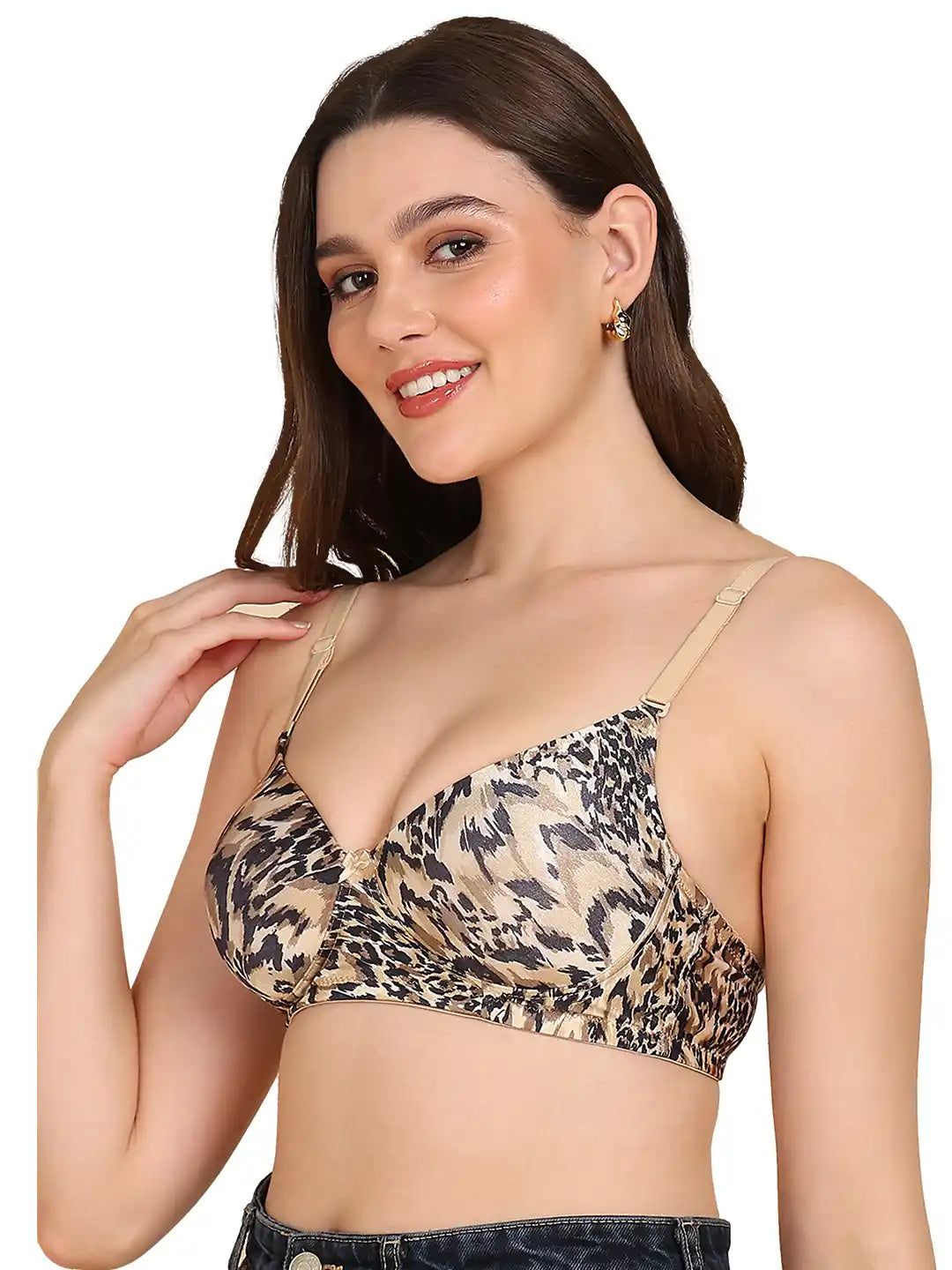 Sushme Backless Transparent Back Bra - Lightly Padded - Soft Polyamide Fabric - Seamless, Full Coverage, Multiway Straps - T-Shirt Bra (Sushme 19950-PRINTED)
