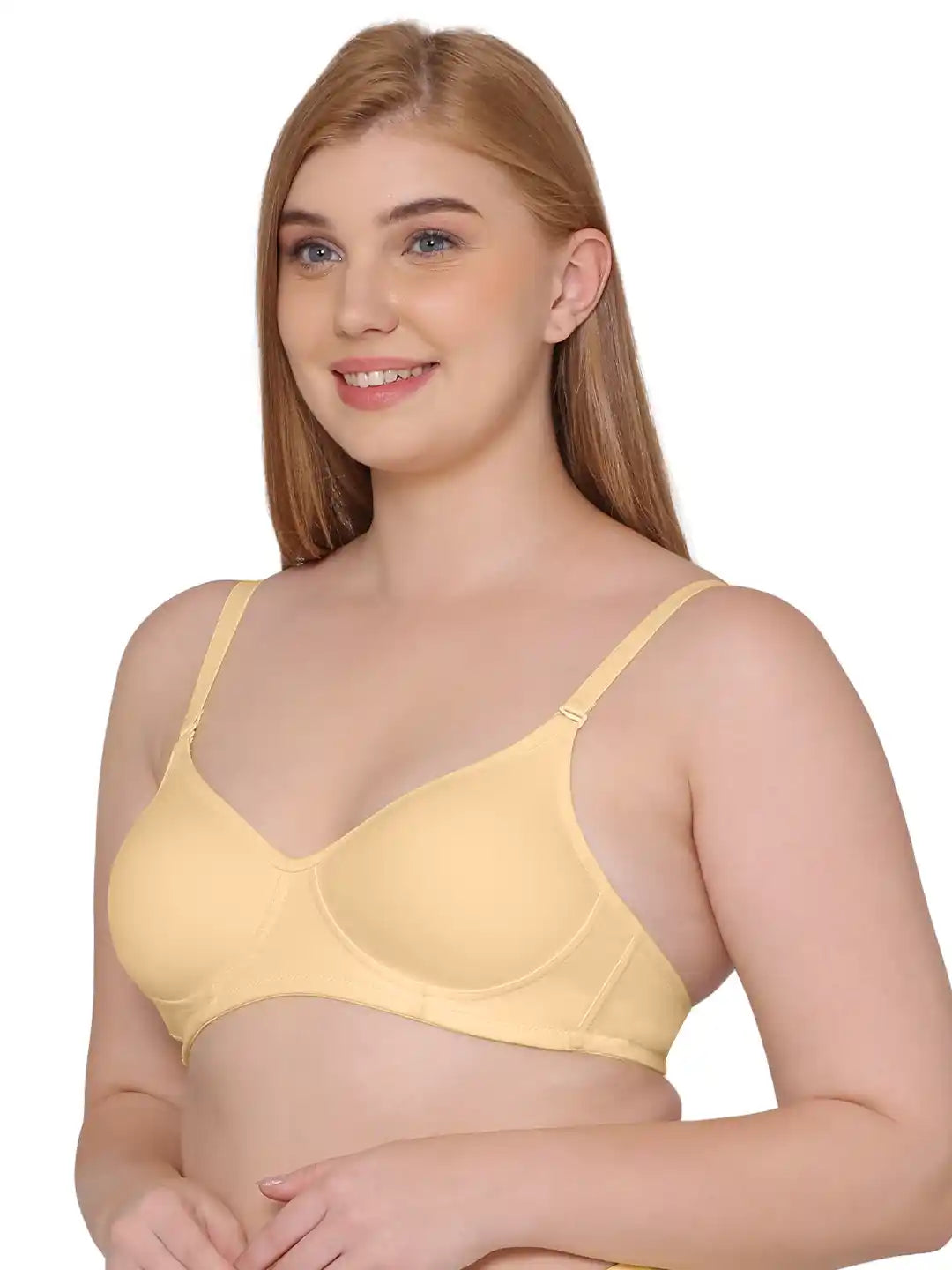 Sushme Lightly Padded Super Soft Bra - Cotton Rich - Full Coverage, Multiway Straps, Wireless, Seamless- T-Shirt Bra (Sushme 611-SK)